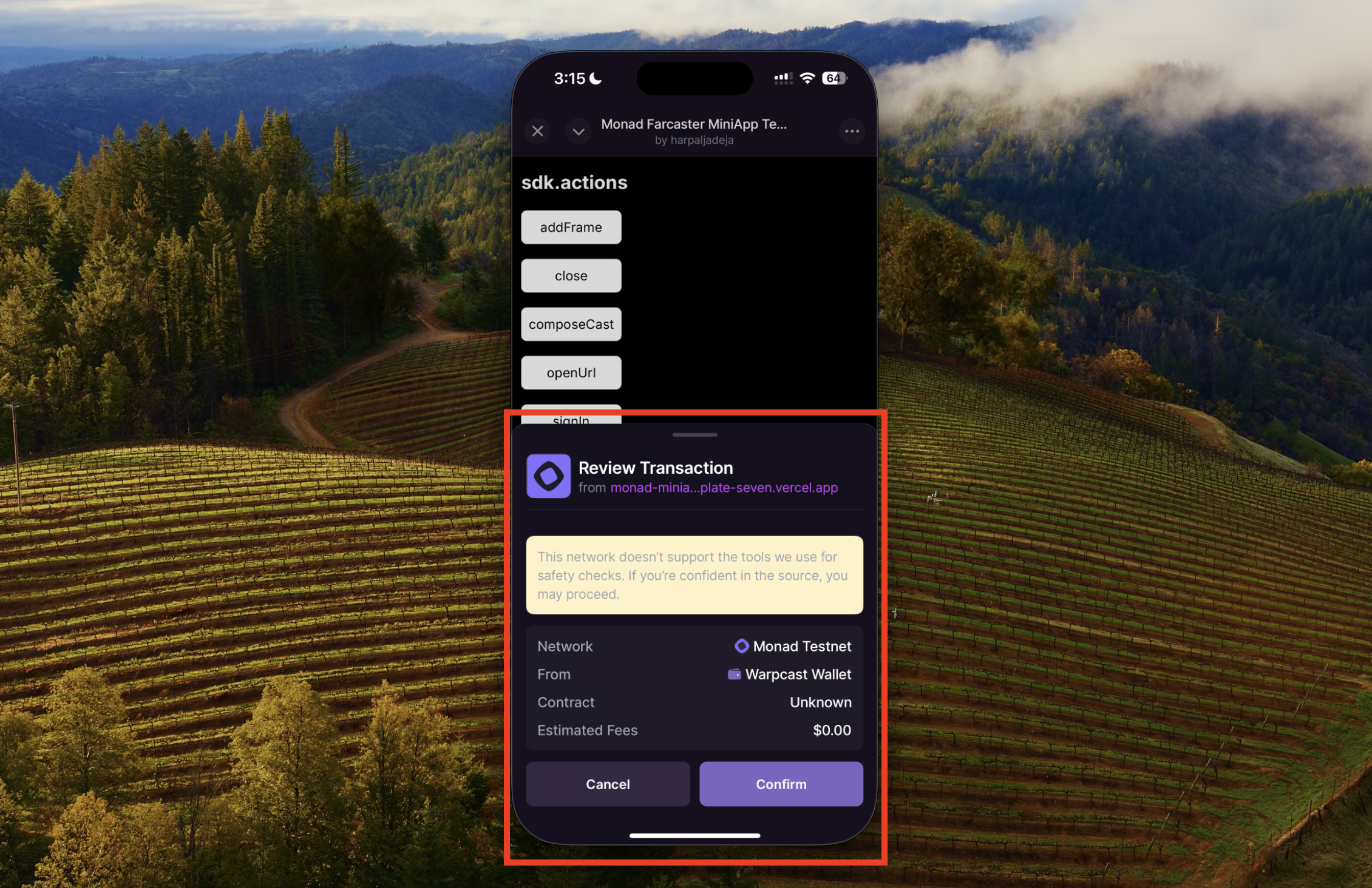 Farcaster Fireside Frames mini app example