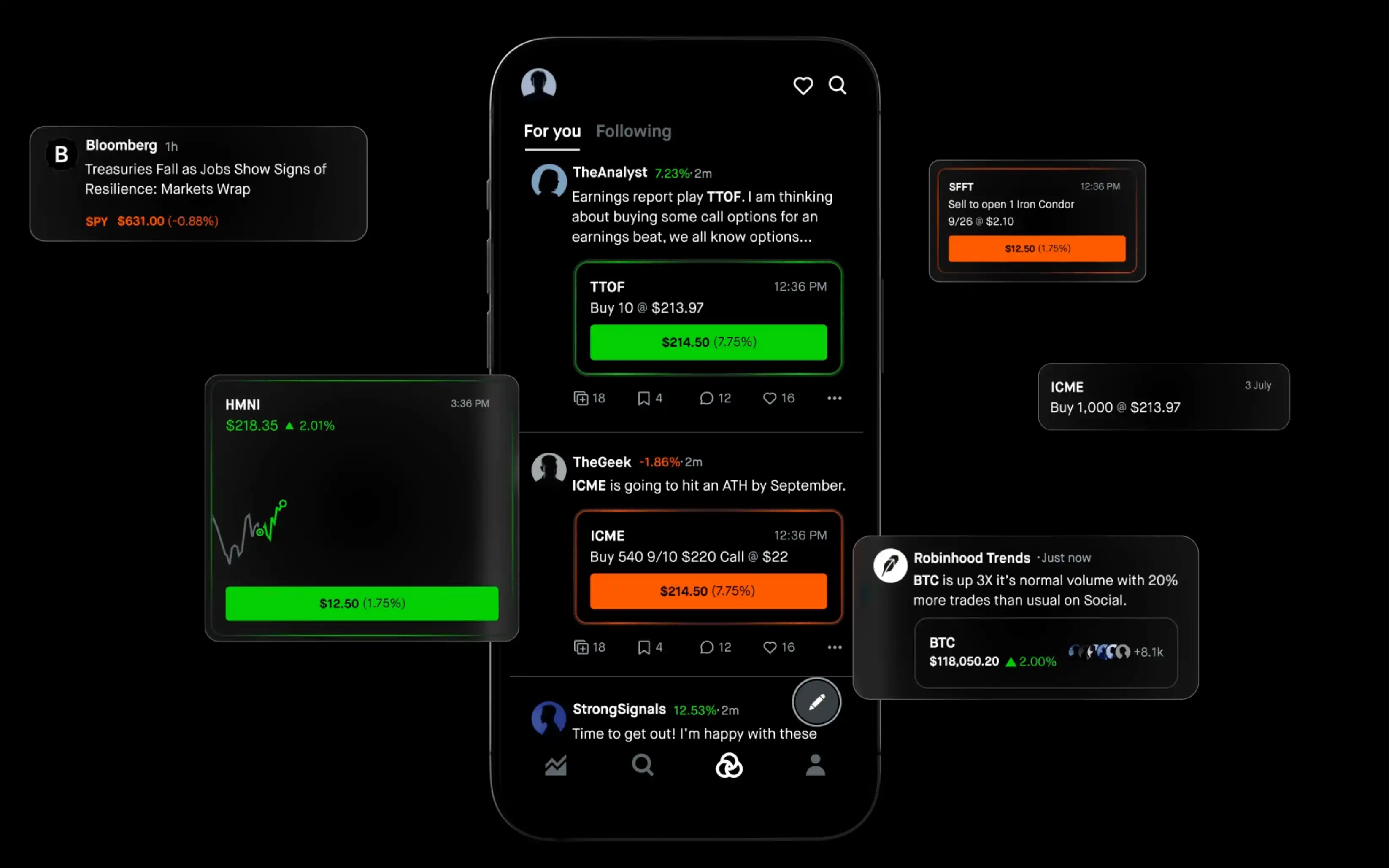 Screenshot of BaseApp mini apps interface displaying social feed with embedded trading features and tokenized content on Base blockchain SocialFi platform