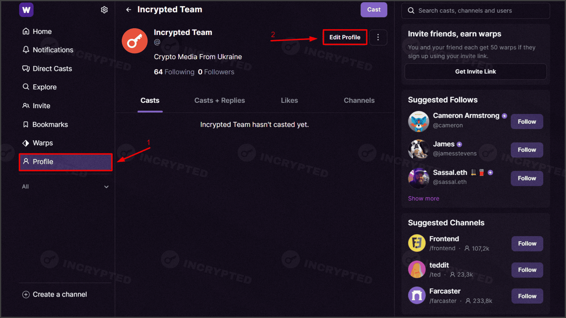Farcaster Warpcast verified account screenshot