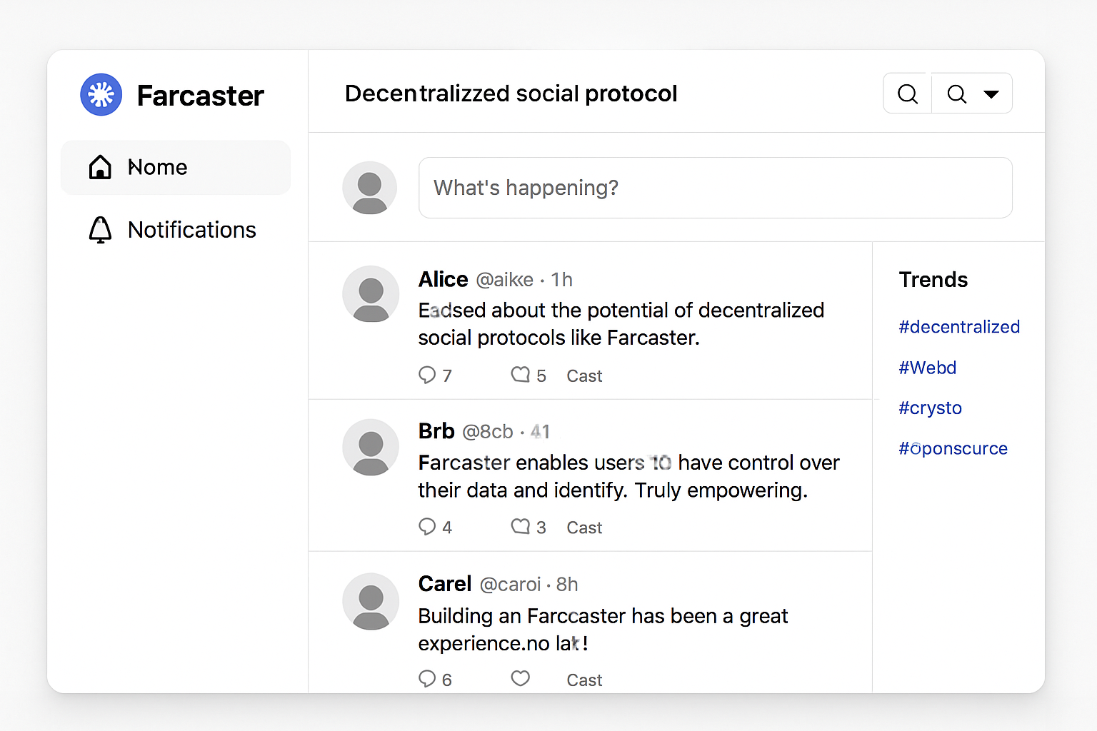 Farcaster decentralized social protocol interface