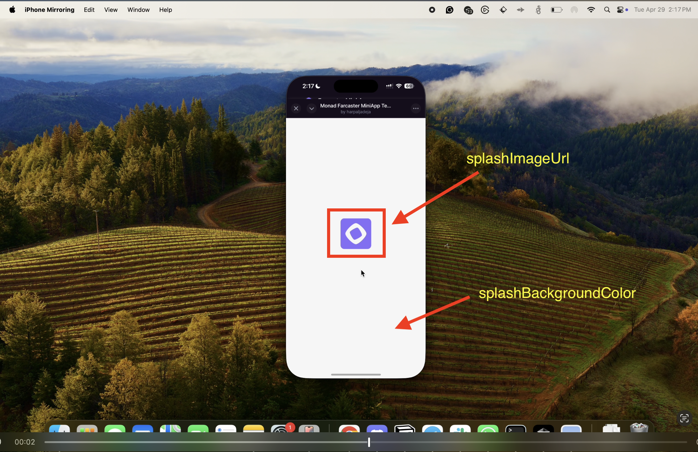 Farmfrens Farcaster farming mini app screenshot