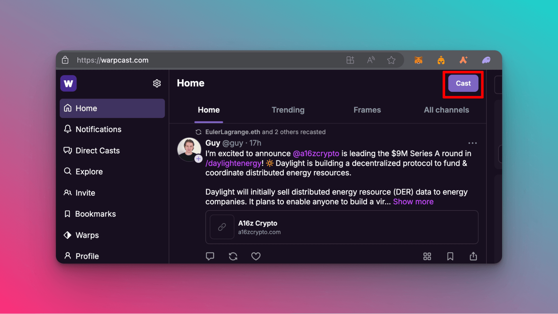 Farcaster Warpcast Base blockchain app interface